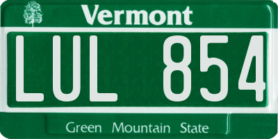 VT license plate LUL854