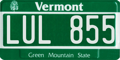 VT license plate LUL855