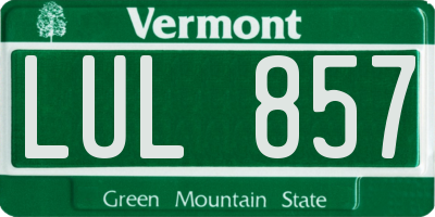 VT license plate LUL857