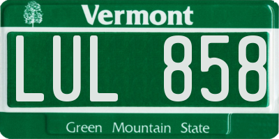 VT license plate LUL858
