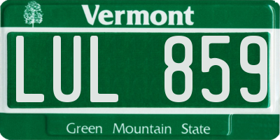VT license plate LUL859