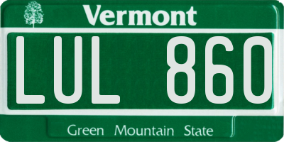 VT license plate LUL860