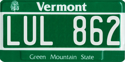 VT license plate LUL862