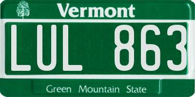 VT license plate LUL863