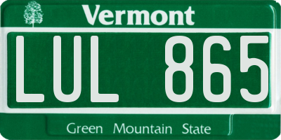 VT license plate LUL865