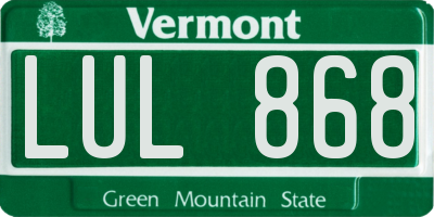 VT license plate LUL868