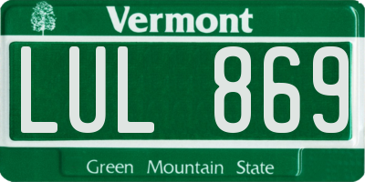 VT license plate LUL869