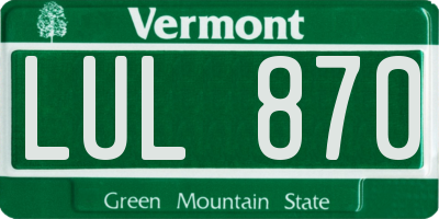 VT license plate LUL870