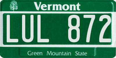 VT license plate LUL872