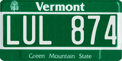 VT license plate LUL874