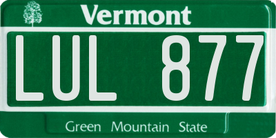 VT license plate LUL877