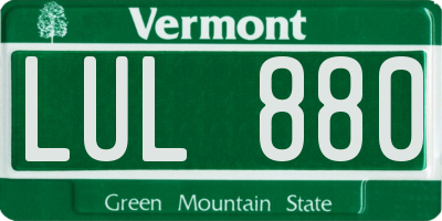 VT license plate LUL880