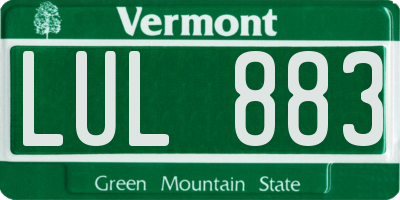 VT license plate LUL883
