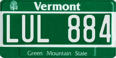 VT license plate LUL884