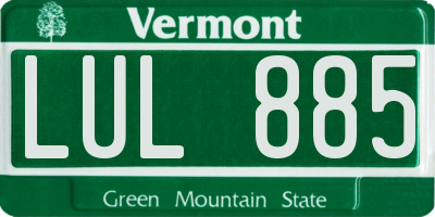 VT license plate LUL885