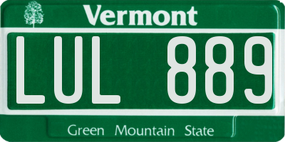 VT license plate LUL889