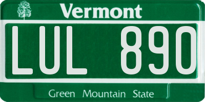 VT license plate LUL890