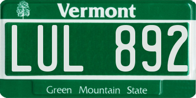 VT license plate LUL892