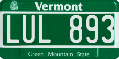 VT license plate LUL893