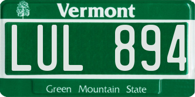 VT license plate LUL894