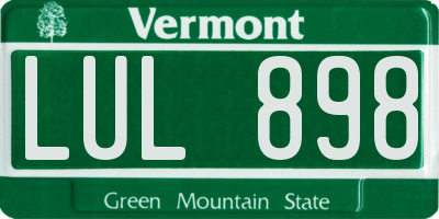 VT license plate LUL898