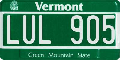VT license plate LUL905