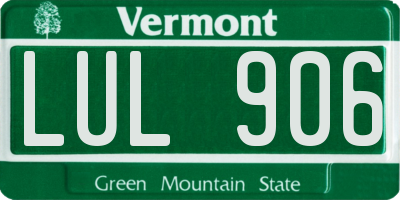 VT license plate LUL906