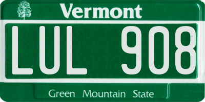 VT license plate LUL908