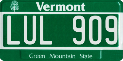 VT license plate LUL909