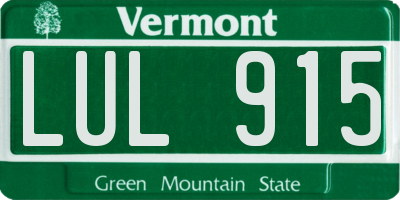 VT license plate LUL915