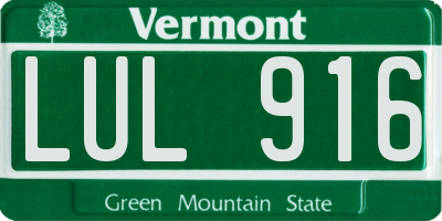 VT license plate LUL916
