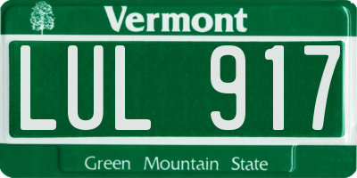 VT license plate LUL917