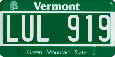 VT license plate LUL919
