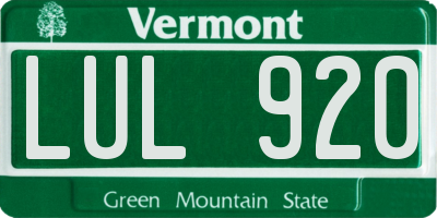 VT license plate LUL920