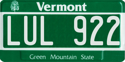 VT license plate LUL922