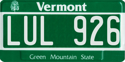 VT license plate LUL926