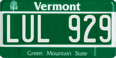 VT license plate LUL929