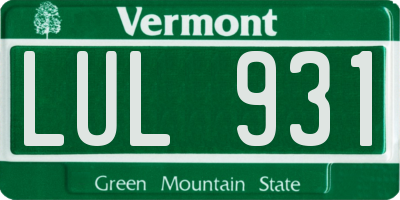 VT license plate LUL931