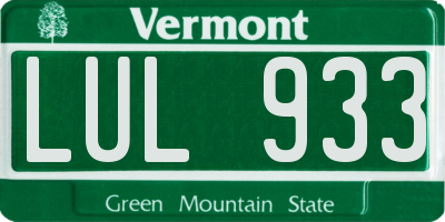 VT license plate LUL933