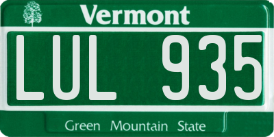 VT license plate LUL935