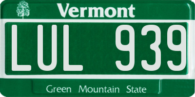 VT license plate LUL939