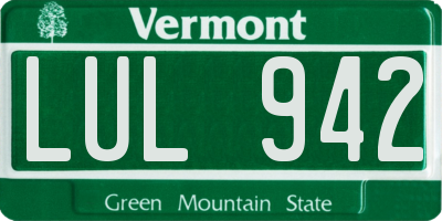 VT license plate LUL942