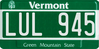 VT license plate LUL945
