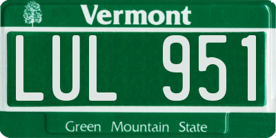 VT license plate LUL951