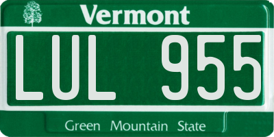 VT license plate LUL955
