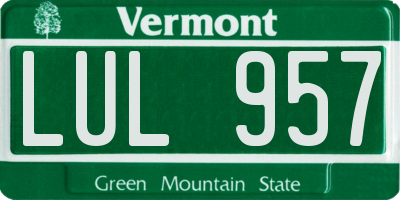 VT license plate LUL957