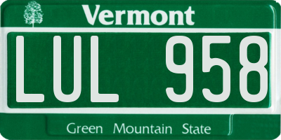 VT license plate LUL958