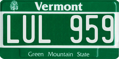 VT license plate LUL959