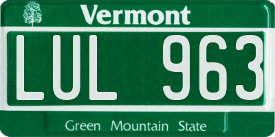 VT license plate LUL963