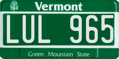 VT license plate LUL965